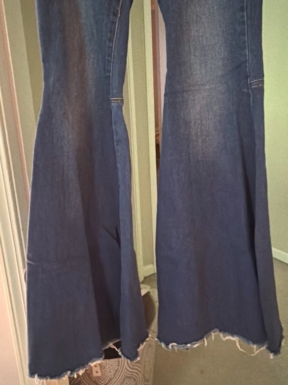 Free People Dark Blue High-Rise Wide-Leg Flare Jeans